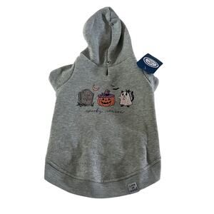 NWT Life is Good Grey Halloween Pumpkin Dog Sweater S/M